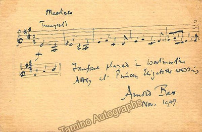 Bax, Arnold - Autograph Music Quote Signed in 1947