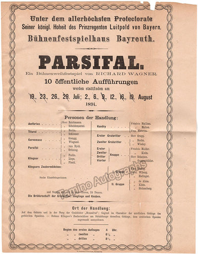Bayreuth 1891 - Parsifal Playbill