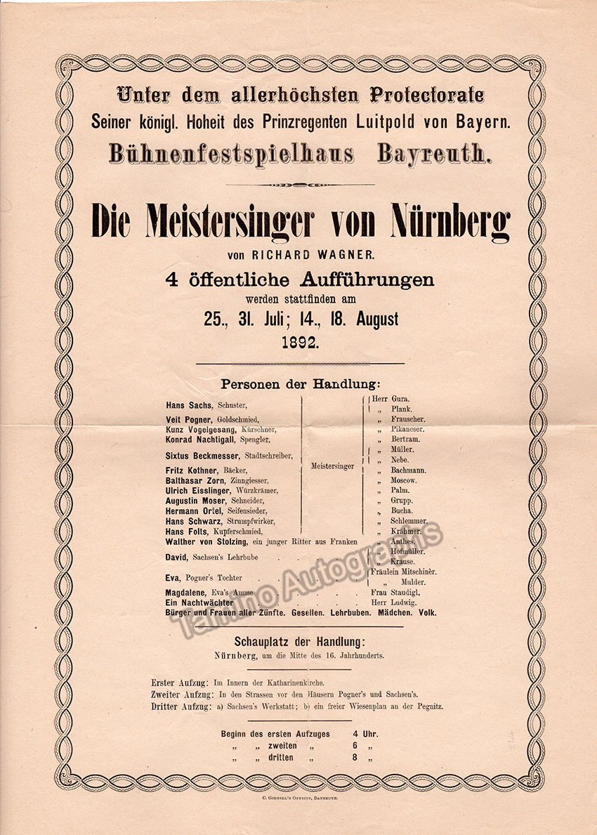 Bayreuth 1892 - Die Meistersinger - Large Poster