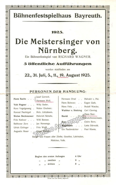 Bayreuth 1925 - Meistersinger poster