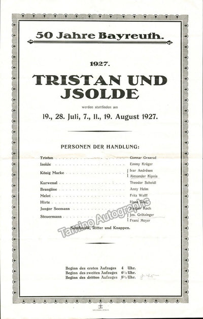 Bayreuth 1927 -  Tristand und Isolde