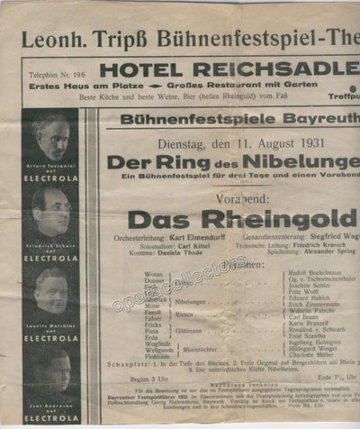 Bayreuth 1931 - Das Rheingold Program