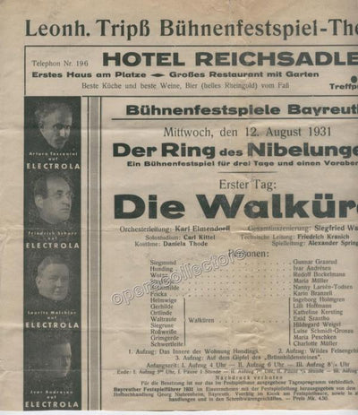 Bayreuth 1931 - Die Walküre Program
