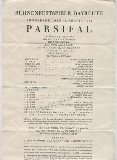 Bayreuth 1933 - Parsifal Program
