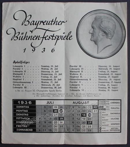 Bayreuth 1936 - Official Brochure - Wilhelm Furtwangler - Tamino