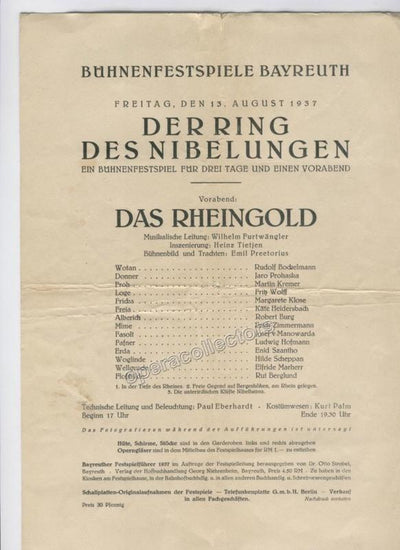 Bayreuth 1937 - Das Rheingold Program