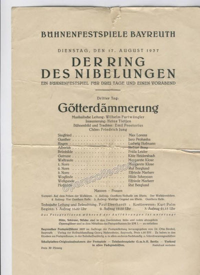 Bayreuth 1937 - Gotterdammerung Program