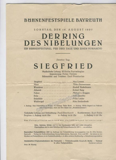 Bayreuth 1937 - Siegfried Program