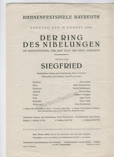 Bayreuth 1938 -  Siegfried Program