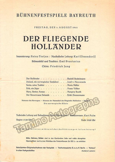 Bayreuth 1941 - Der Fliegende Hollander Program