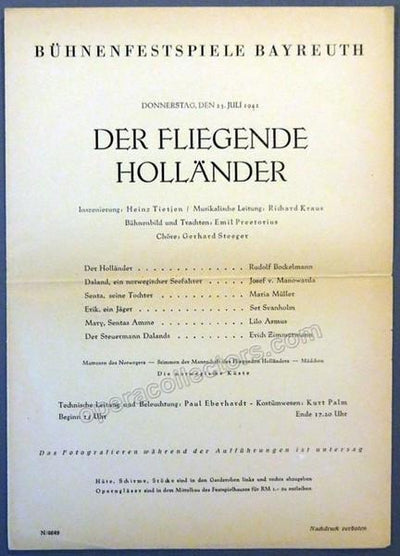 Bayreuth 1942 - Der Fliegende Hollander Program