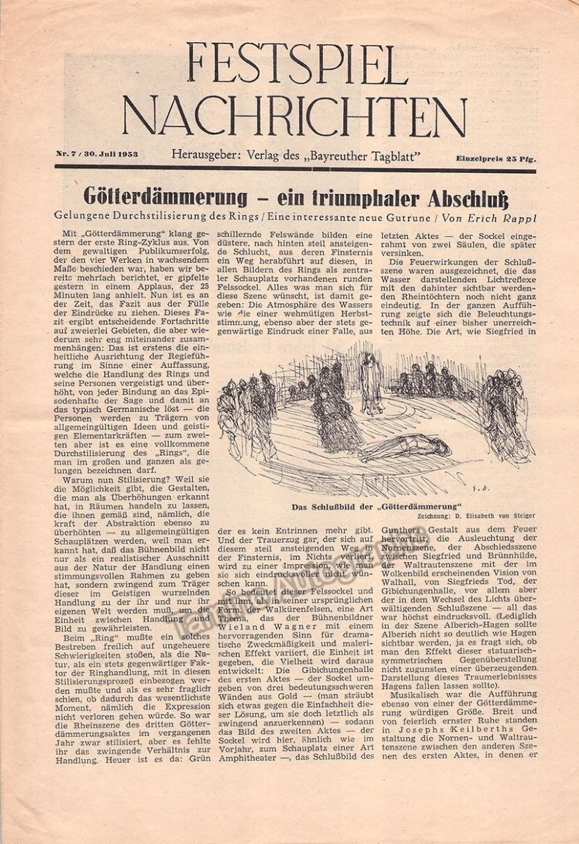 Bayreuth Festival 1953 - Official Newsletters-Gazettes-Menu Lot - Tamino