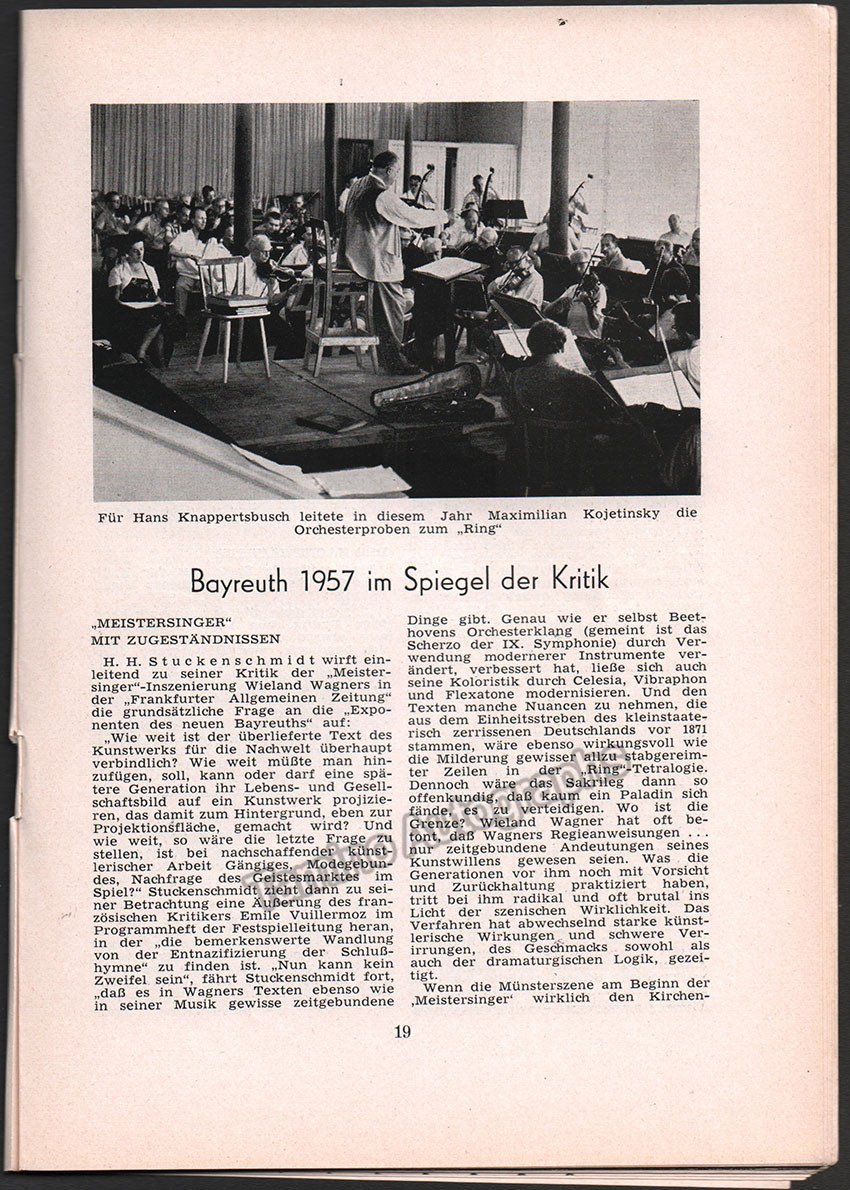 Bayreuth Festival 1957 - Festspielnachrichten des Bayreuther Tagblatt - Tamino