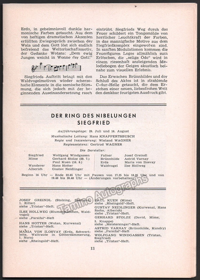 Bayreuth Festival 1957 - Festspielnachrichten des Bayreuther Tagblatt - Tamino