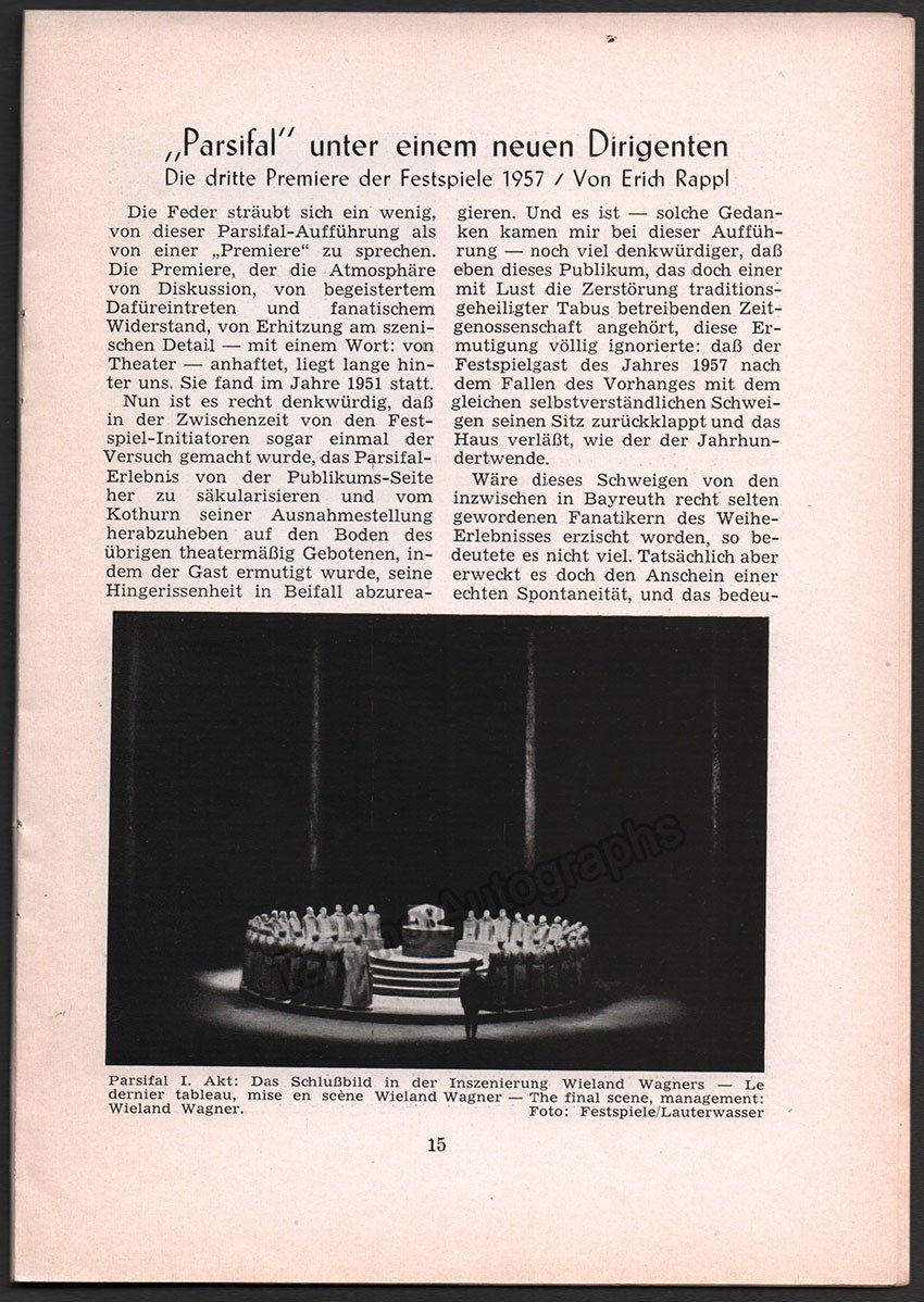 Bayreuth Festival 1957 - Festspielnachrichten des Bayreuther Tagblatt - Tamino