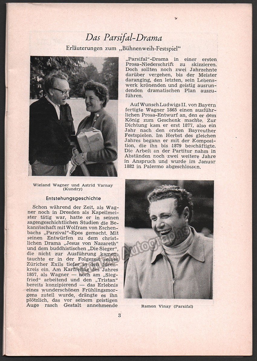 Bayreuth Festival 1957 - Festspielnachrichten des Bayreuther Tagblatt - Tamino