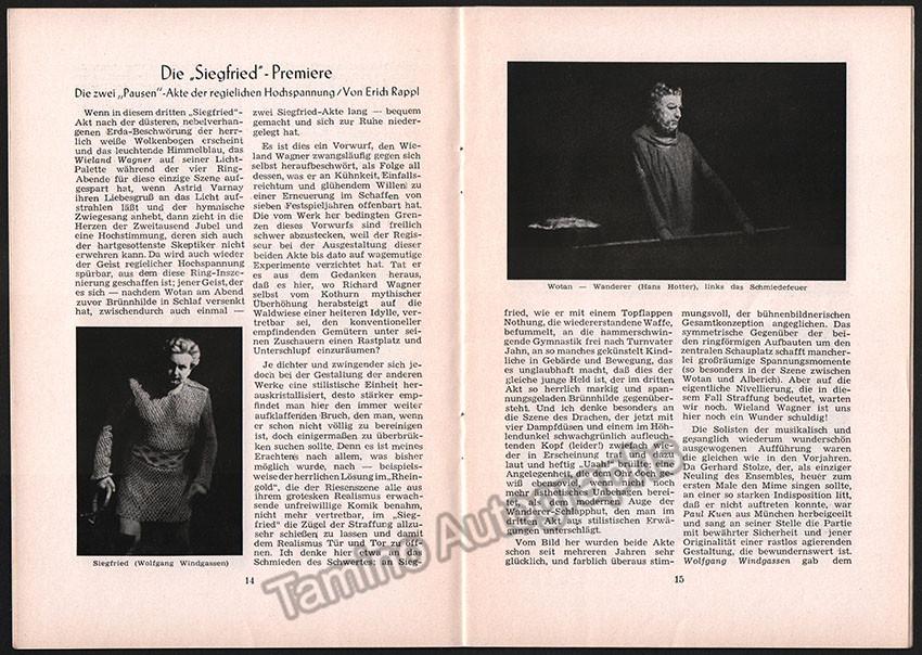 Bayreuth Festival 1957 - Festspielnachrichten des Bayreuther Tagblatt - Tamino