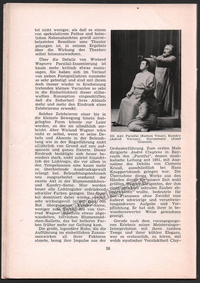 Bayreuth Festival 1957 - Festspielnachrichten des Bayreuther Tagblatt - Tamino