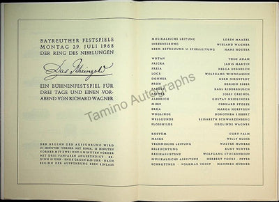 Bayreuth Festival Programs 1968-1971 (Various Programs)