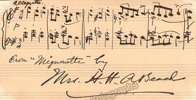 Beach, Amy - Autograph Music Quote Signed 1922