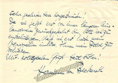 Beckerath, Hermann von - Autograph Note Signed
