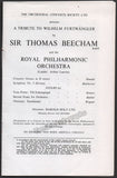 Beecham, Thomas - Concert Program London 1955 - Tribute to Furtwangler