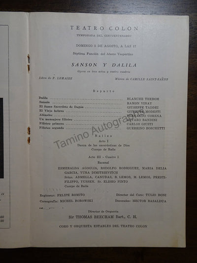 Beecham, Thomas - Lot of 6 Teatro Colon Programs 1958