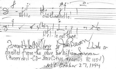 Beeson, Jack - Autograph Music Quote Signed in 1994