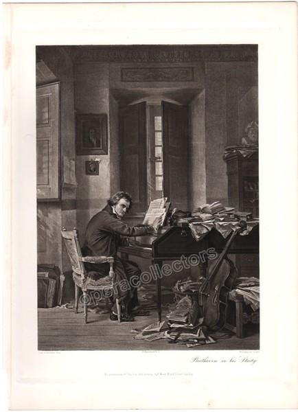 Beethoven in his Study - Vintage Quality Photoengraving Print - Tamino