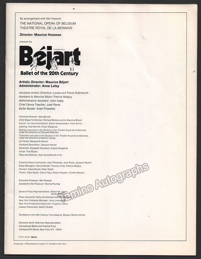 Bejart, Maurice - Signed Program - Tamino