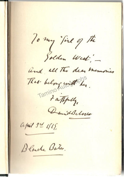Belasco, David - Signed Book "The Life of David Belasco" inscribed to Blanche Bates