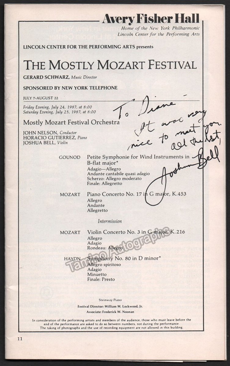 Bell, Joshua - Signed Program 1987 - Tamino