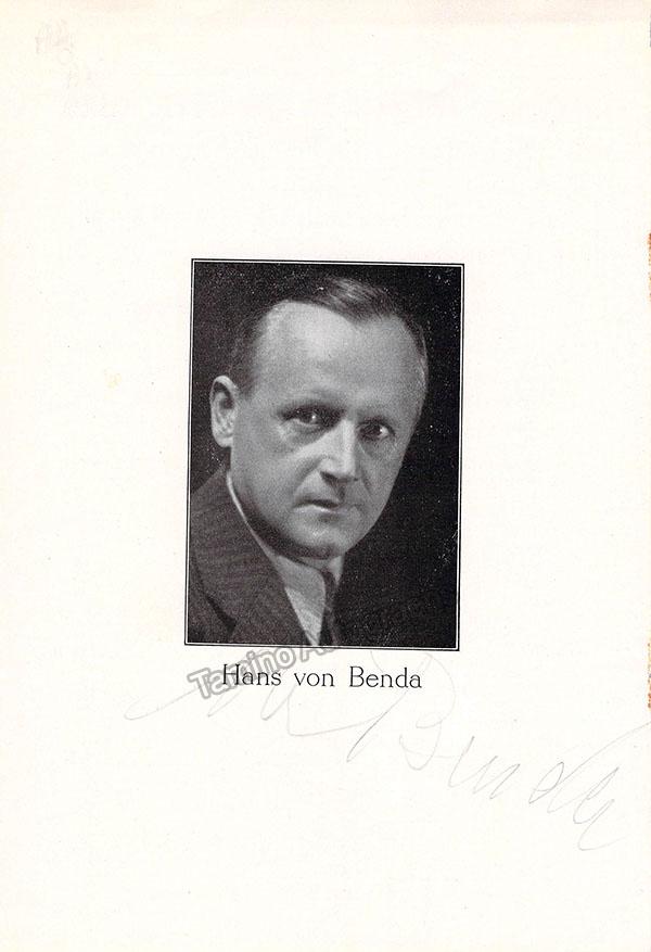 Benda, Hans von Signed Program Berlin 1968 Tamino