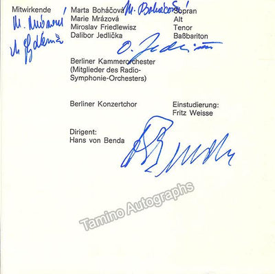 Benda, Hans von - Signed Program Berlin 1968