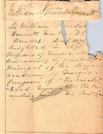 Bennett, William Sterndale - Signature Cut