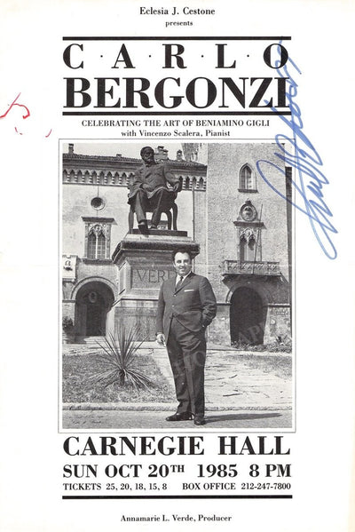 Bergonzi, Carlo - Playbill Carnegie Hall Concert 1985