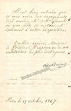 Beriot, Charles de - Autograph Letter Signed 1867 + Photo