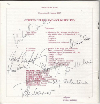 Berlin Philharmonic Octet - Signed Program Bologna 1987