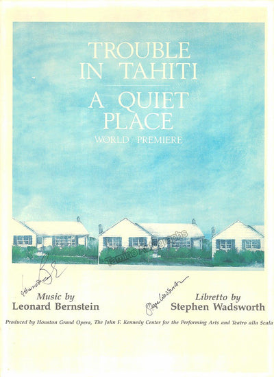 Bernstein, Leonard - Wadsworth, Stephen - "A Quiet Place" World Premiere Poster Signed