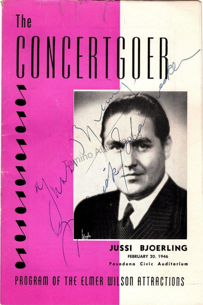 Bjorling, Jussi - Signed Program Pasadena 1946