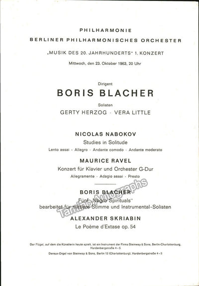 Blacher, Boris - Concert Program Berlin 1963