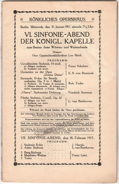 Blech, Leo - Two Programs Berlin 1917-1920