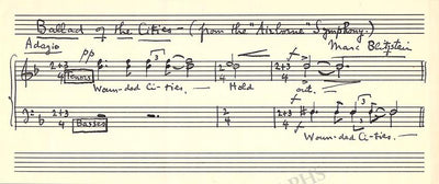 Blitzstein, Marc - Autograph Music Quote from Airborne Symphony