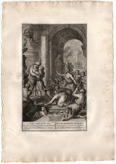 Blois, Abraham de - "Joseph makes himself known to his brothers" Original Engraving 1720-1728