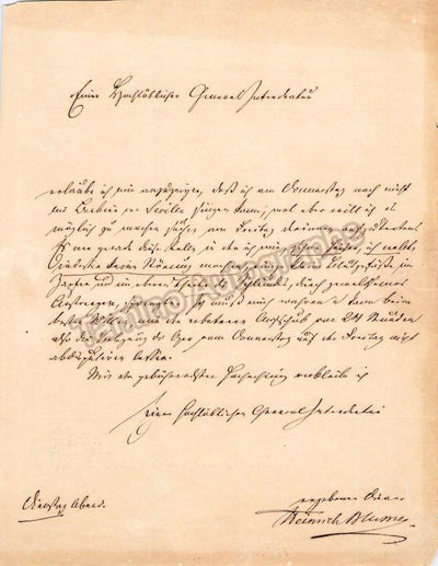 Blume, Heinrich - Autograph Letter Signed