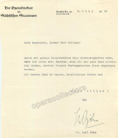 Bohm, Karl - Autograph Letter Signed 1942