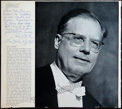 Bohm, Karl - Large Signed Page with Photo
