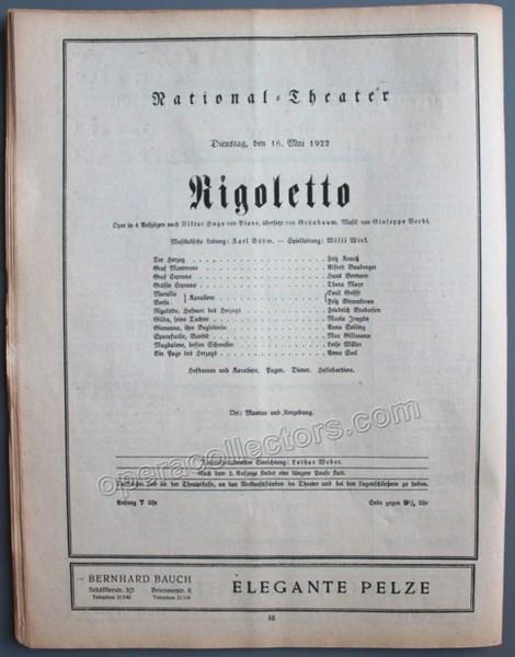 Bohm, Karl - Opera Program 1922