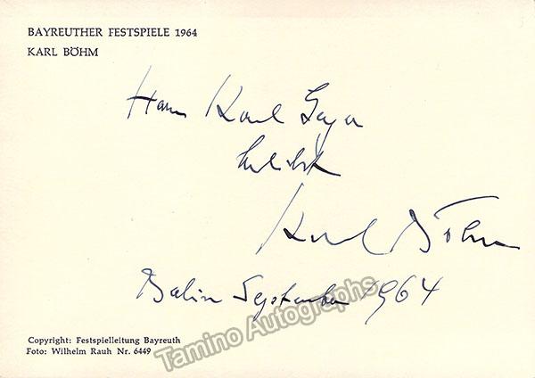 Bohm, Karl - Signed Photo 1964 - Tamino