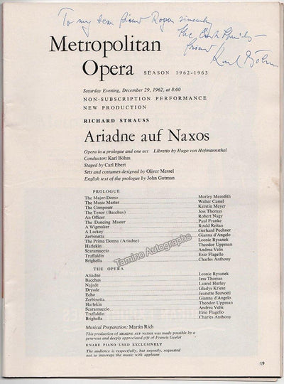 Bohm, Karl - Signed Program Ariadne auf Naxos 1962
